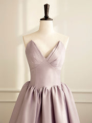 Simple V Neck Satin Pink Long Prom Dress, Satin Formal Evening Dress